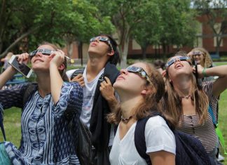 Eclipse viewable for student body through granted glasses