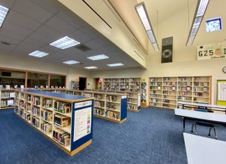 Popular books being checked out in the library