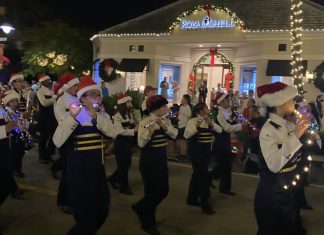 Golden Eagle Marching Band prepares to perform in The City of Naples Christmas Parade