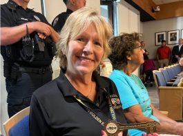 Long-time childcare instructor, Kathy Swingley, recognized with the key to the city following retirement